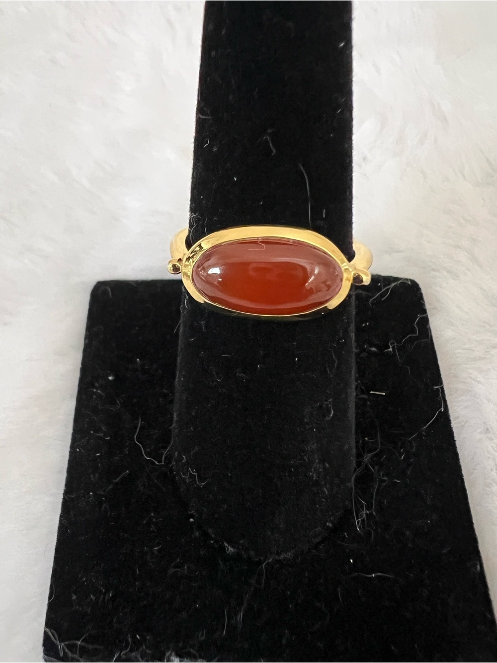 Gold Over Sterling Red Orange Oval Carnelian Ring - Women Jewelry